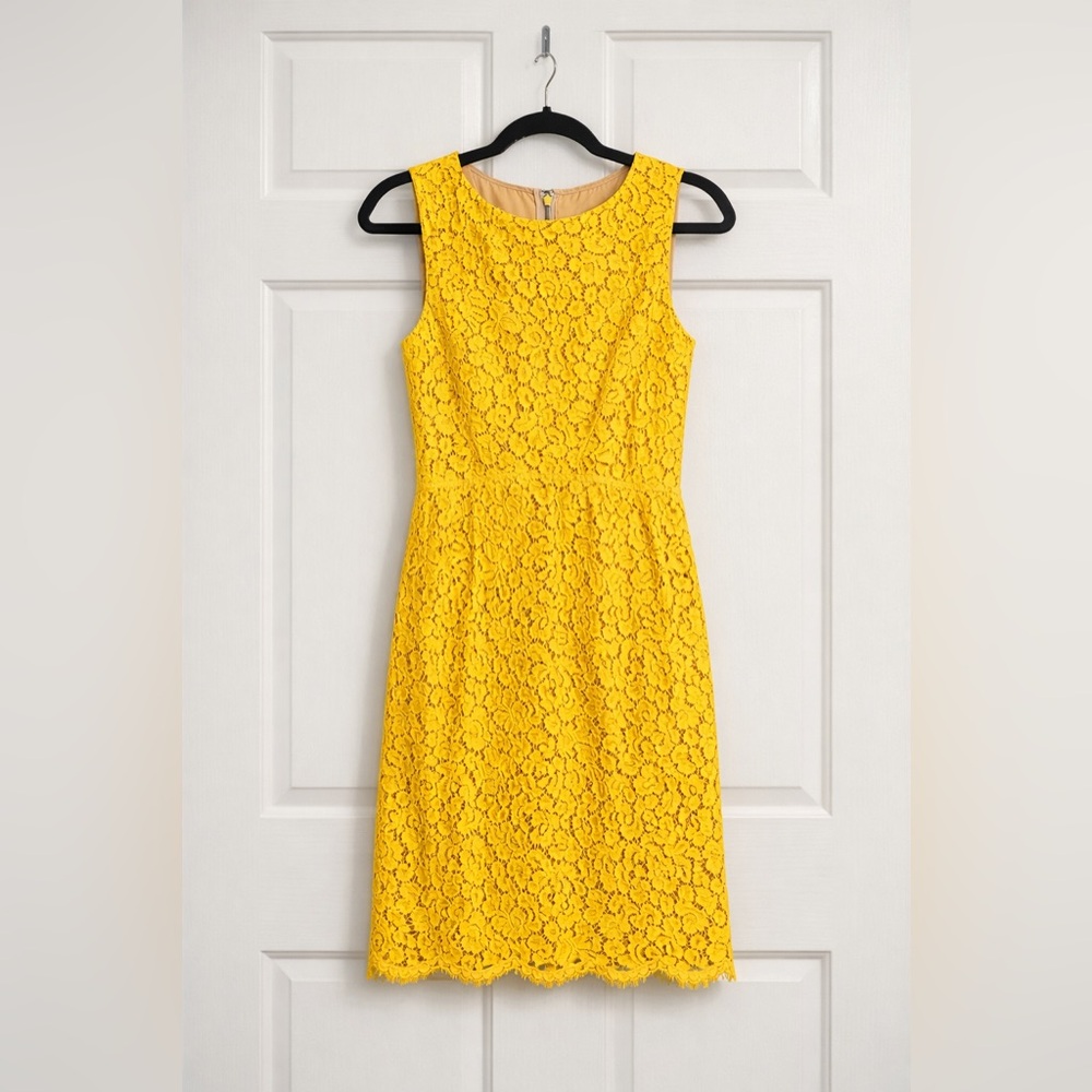 Michael Kors Yellow Lace Dress Vintage Designer Cocktail Worn Once